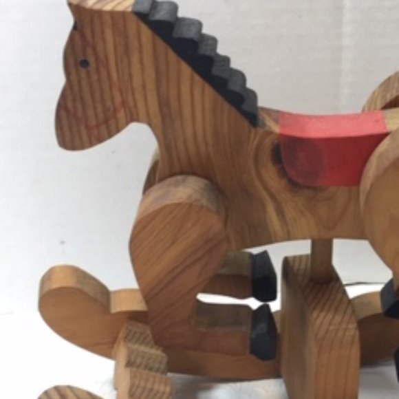 Vintage Handmade Wood Toy Rocking Horse Moveable Legs - Picture 4 of 12